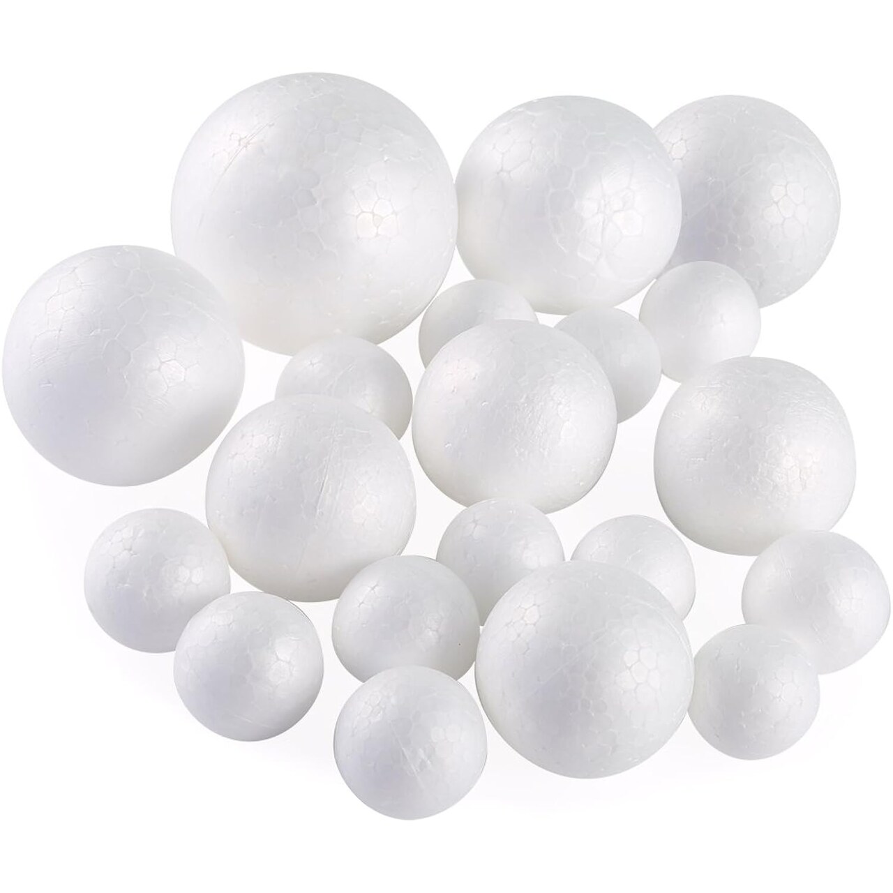 20 Pieces 5 Sizes White Foam Balls Polystyrene Craft Balls Art Decoration Foam Balls for Art, Craft, Household, School Projects and Party Decoration